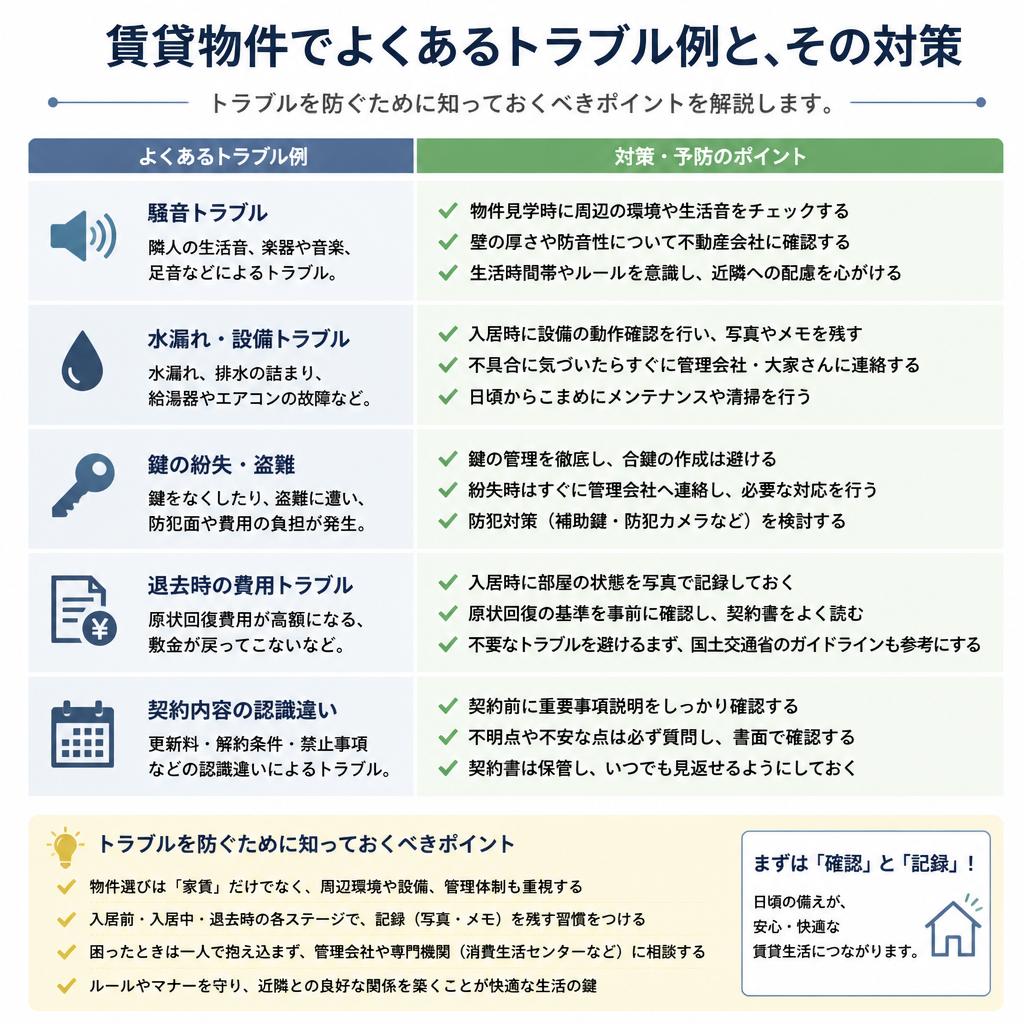 賃貸にありがちなトラブルとその対策