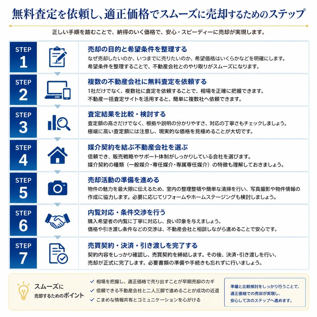 査定依頼から売却までのステップ