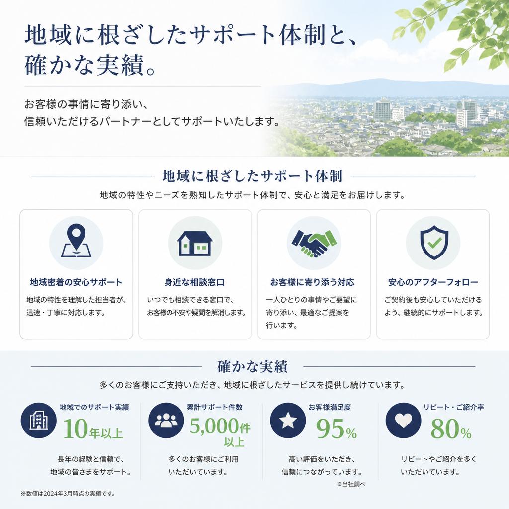 地域密着で安心のサポート体制