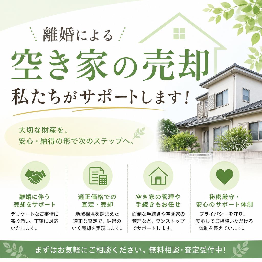 離婚による空き家の売却、私たちがサポートします！
