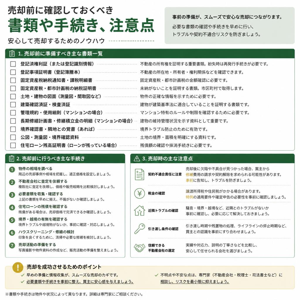売却前に知っておくべきポイント