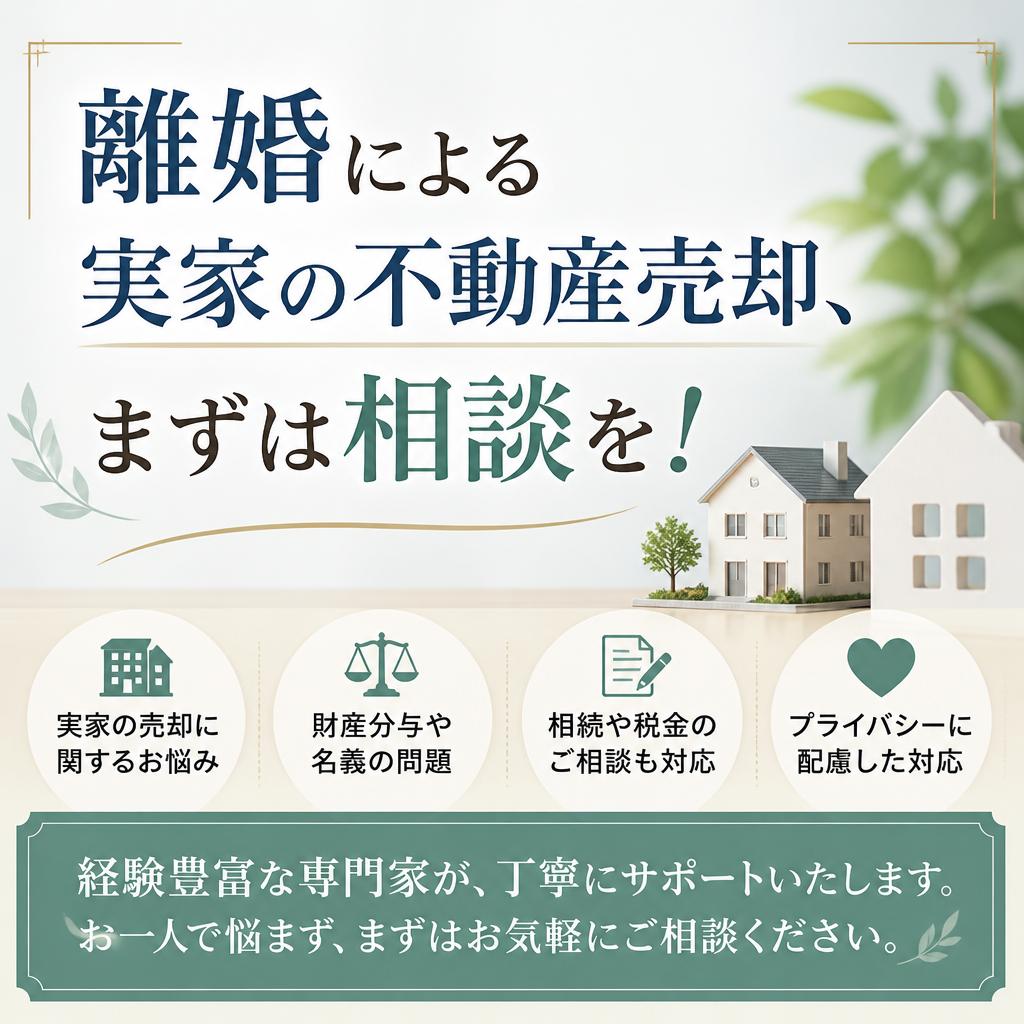 離婚による実家の不動産売却、まずは相談を！